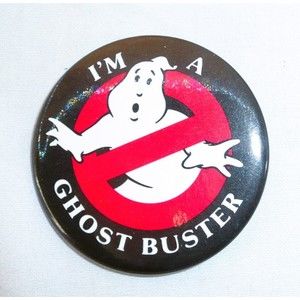 Vintage I'm A Ghostbuster Movie Button Pin Black Background 2" round